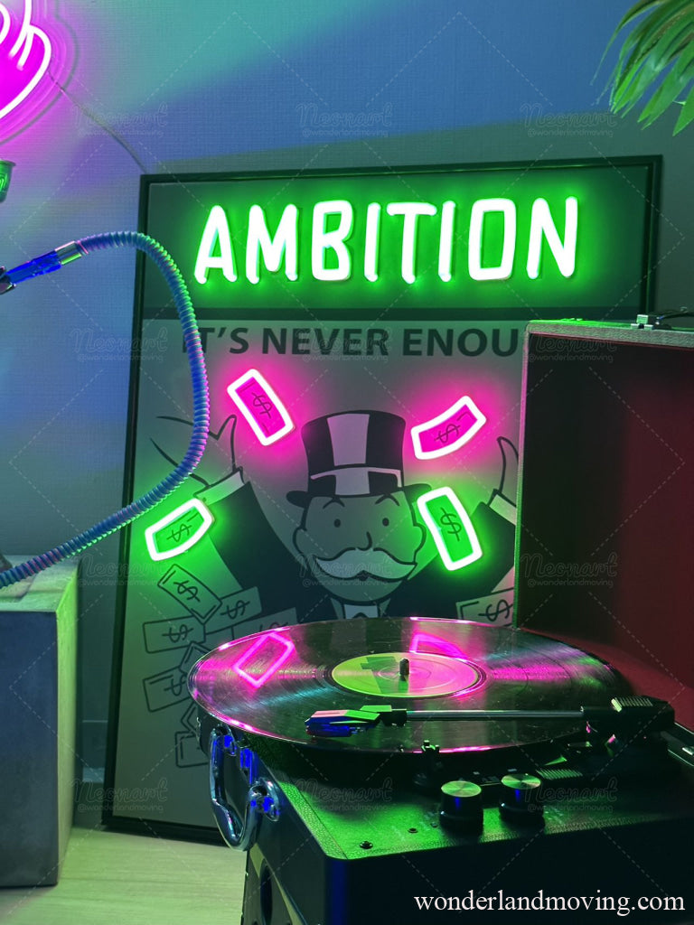 Ambition 野心 ネオンアート 額縁付きネオン看板 ネオン看板