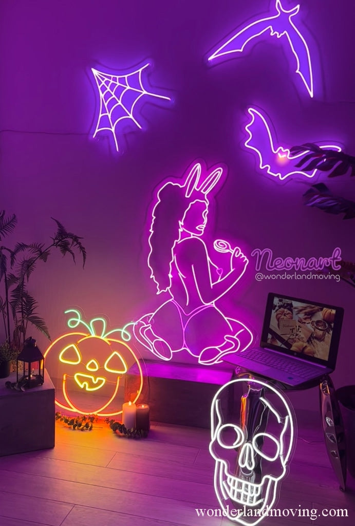 ハロウィン風コウモリ ネオンライト