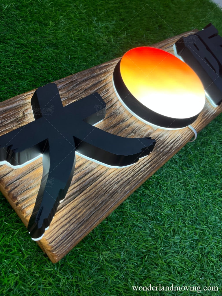 日出大阪 立体発光木製看板