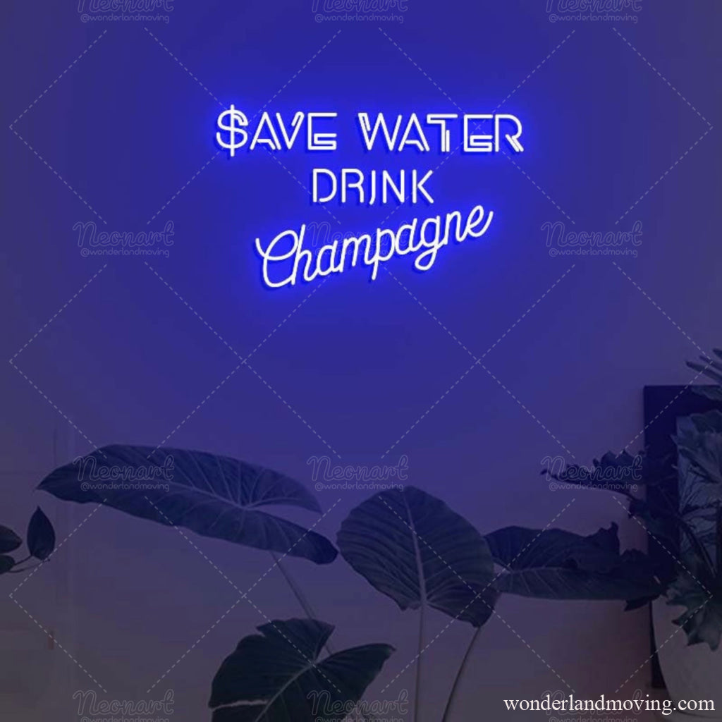 Save Water Drink Champagne Blu
