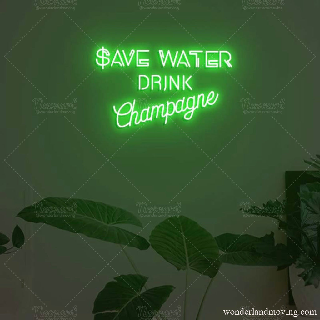 Save Water Drink Champagne Grn