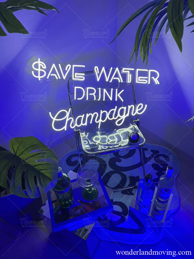 ’save water drink champagne’ シャンパンネオン看板 ネオン看板