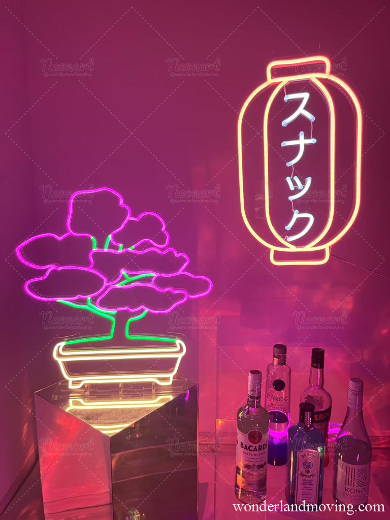 桜盆栽ネオンアート ネオン看板