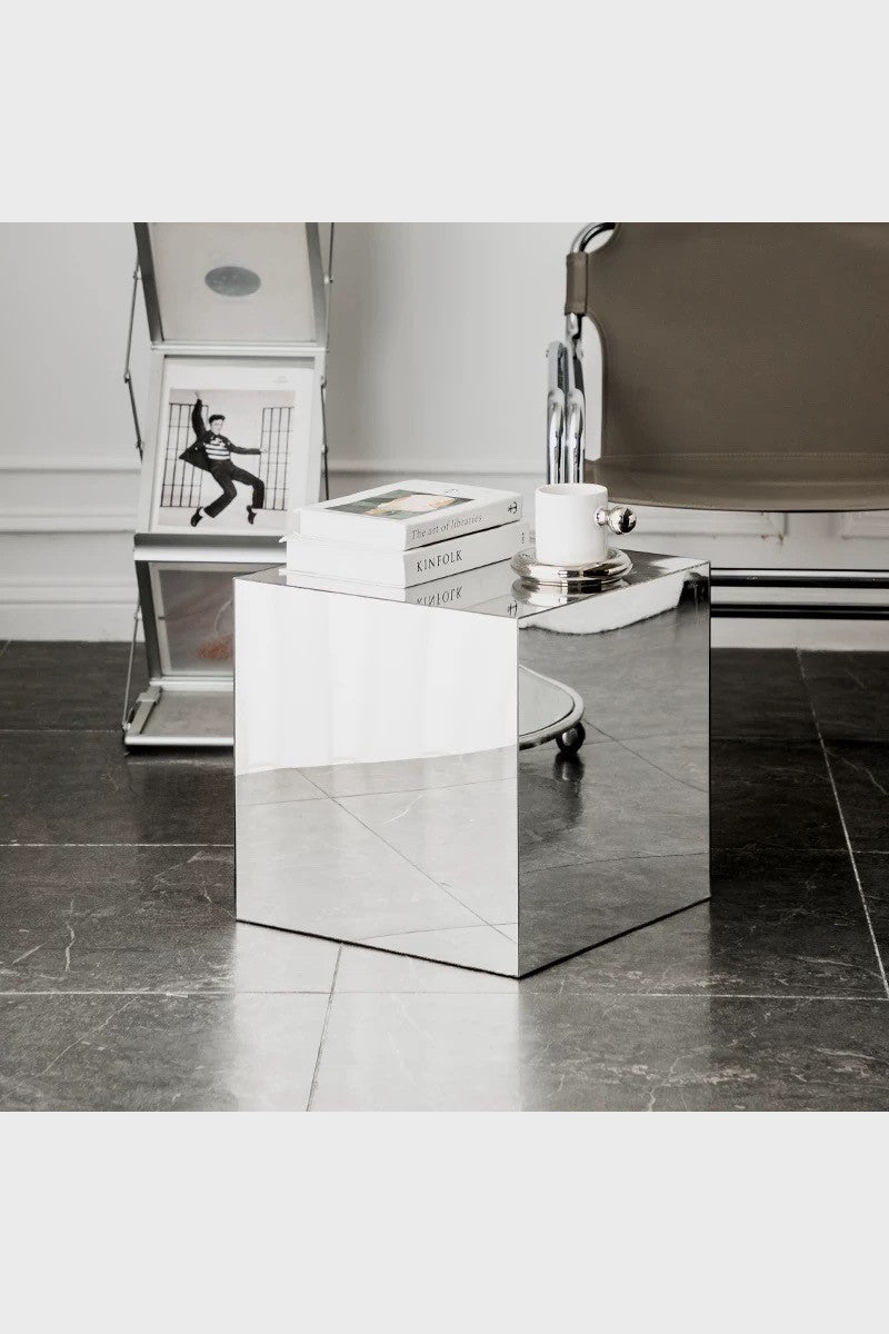 Mirrow Cube Side Table