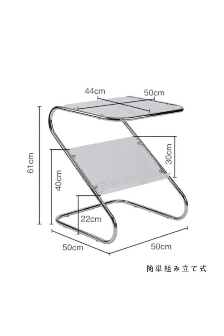 Z型 ガラステーブル 組み立て式