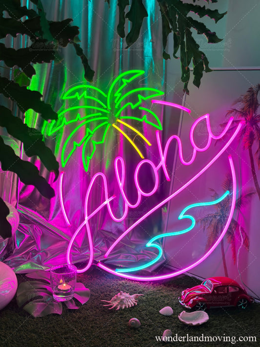 Alohaハワイ風ネオン看板 - ネオン看板