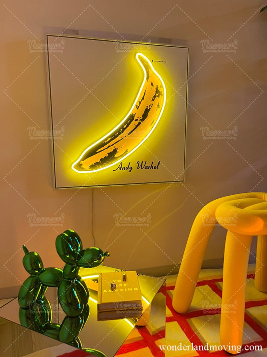 バナナ額縁付きネオン看板　　