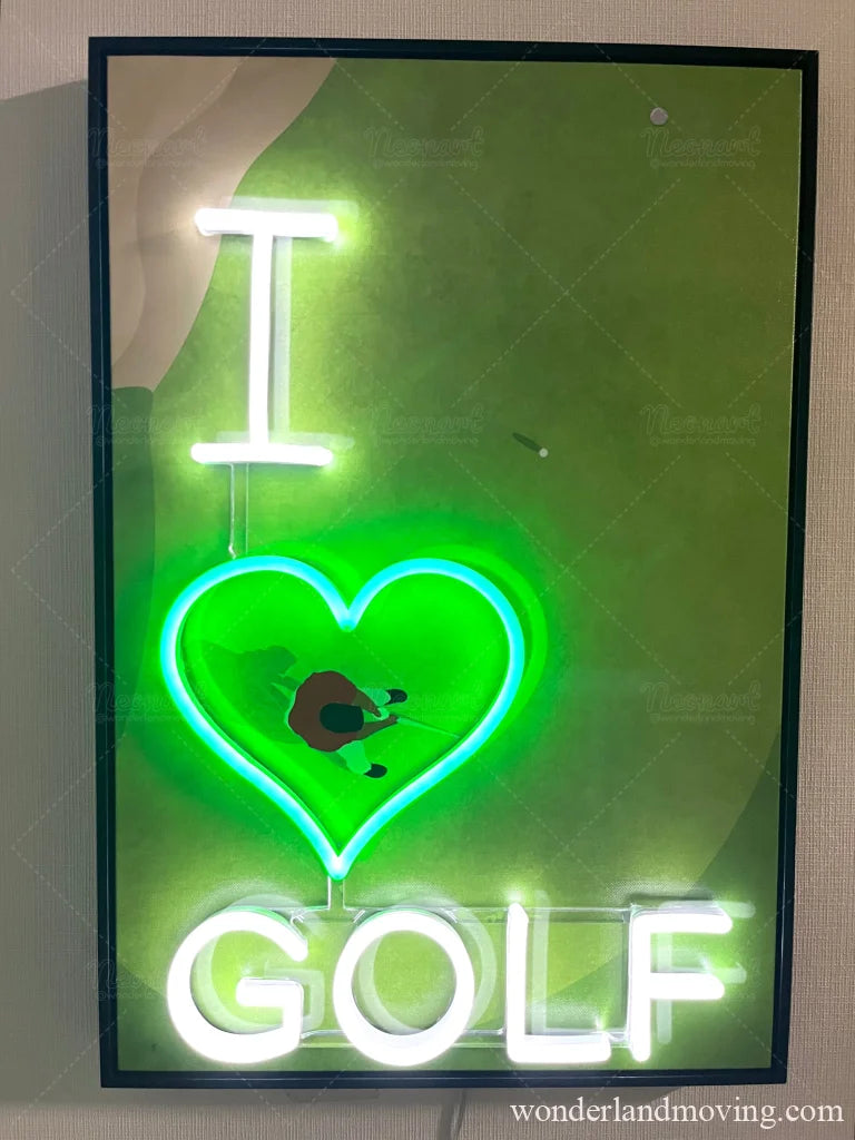 ゴルフフレームネオンアート I Love Golf