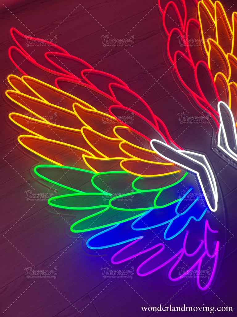 カラフル天使の羽　ネオン看板　