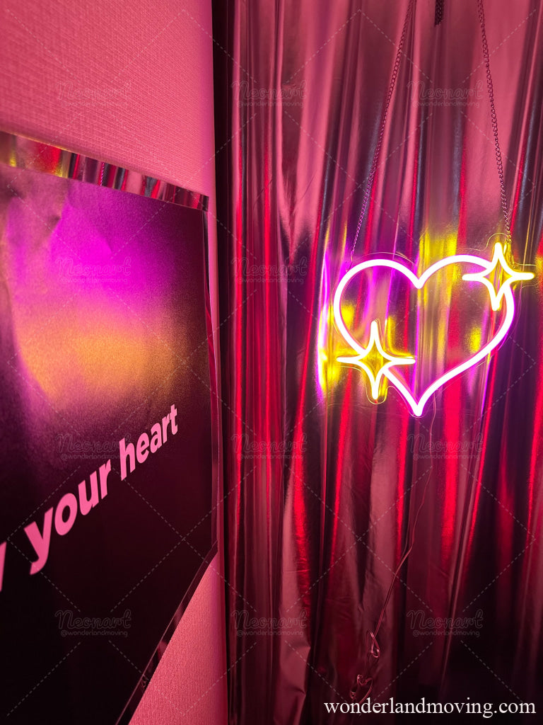 キラキラハート ぷっくりネオンサイン ネオン看板