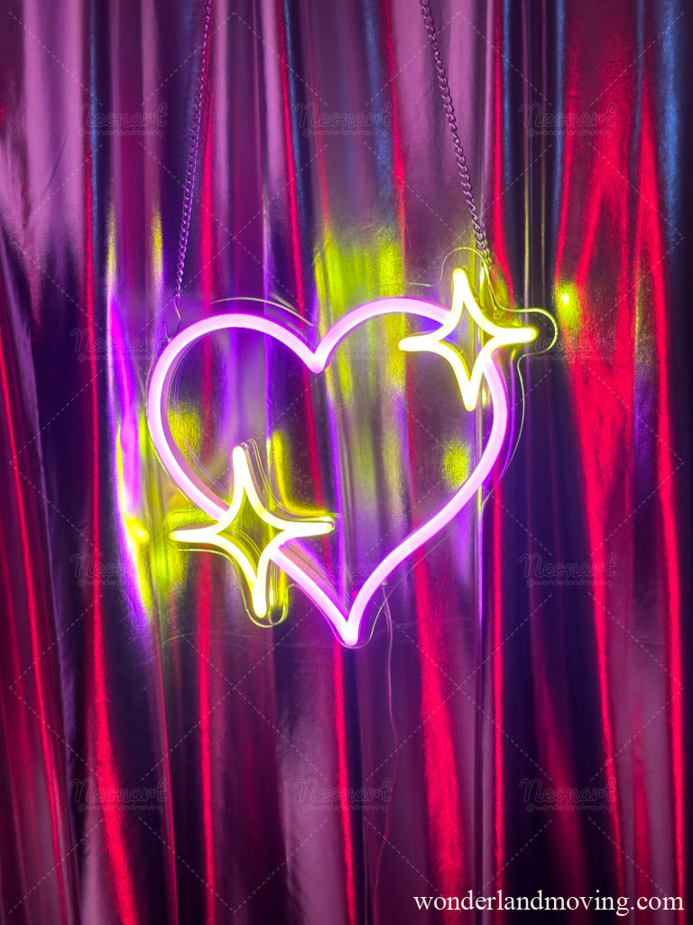 キラキラハート ぷっくりネオンサイン 通常ネオンチューブ ネオン看板