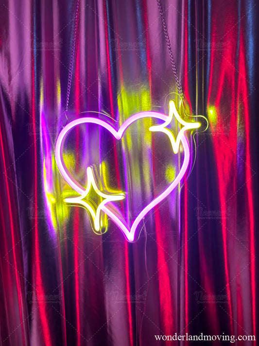 キラキラハート ぷっくりネオンサイン 通常ネオンチューブ ネオン看板