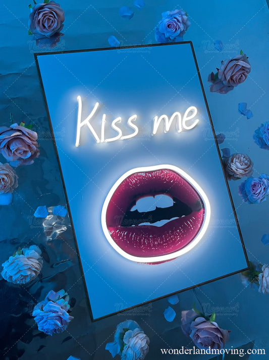 Kiss me 縁額付きネオンアート ネオン看板