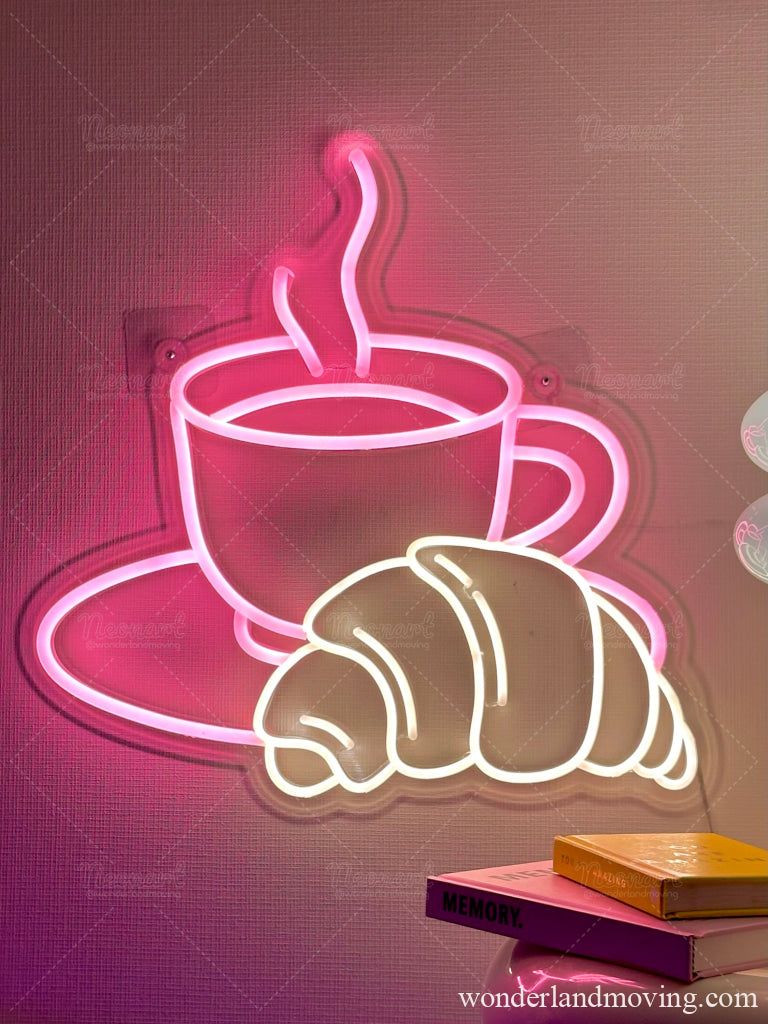 コーヒー&クロッサンネオンサイン ネオン看板