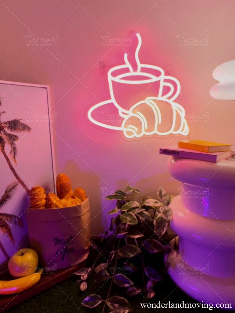 コーヒー&クロッサンネオンサイン ネオン看板