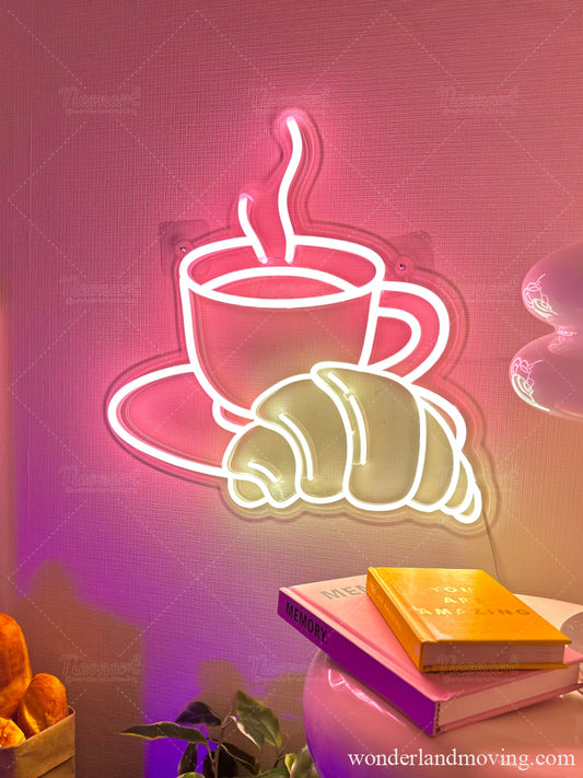 コーヒー&クロッサンネオンサイン ネオン看板