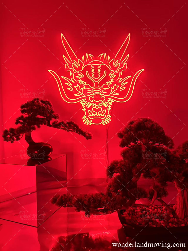インテリア・生活道具 オリジナル ネオンサイン 龍 ドラゴン レッド