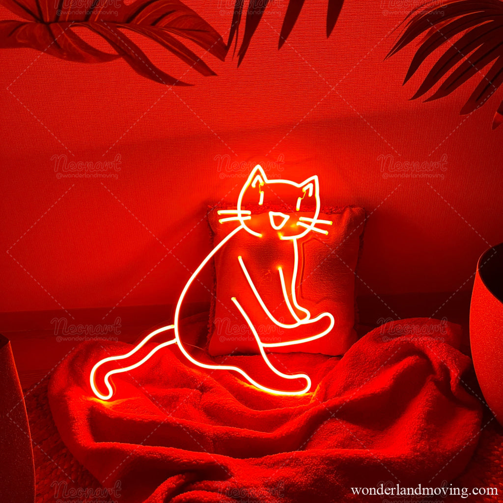 ねこちゃん　ネオン看板 レレちゃん ネオン看板