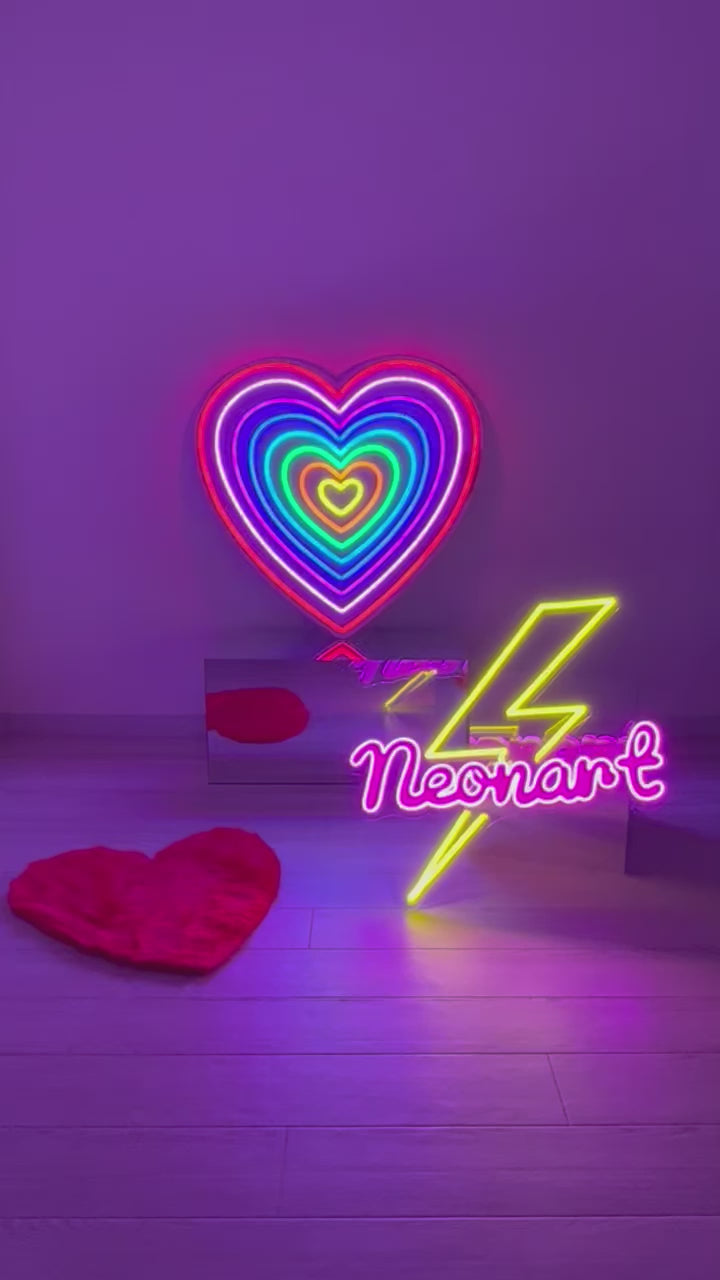 動く! ハート 虹色 ネオン看板 – wonderlandmoving