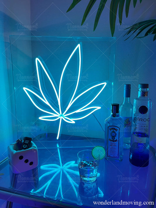 Sale 葉っぱ ネオンライト ボックスタイプ ネオン看板