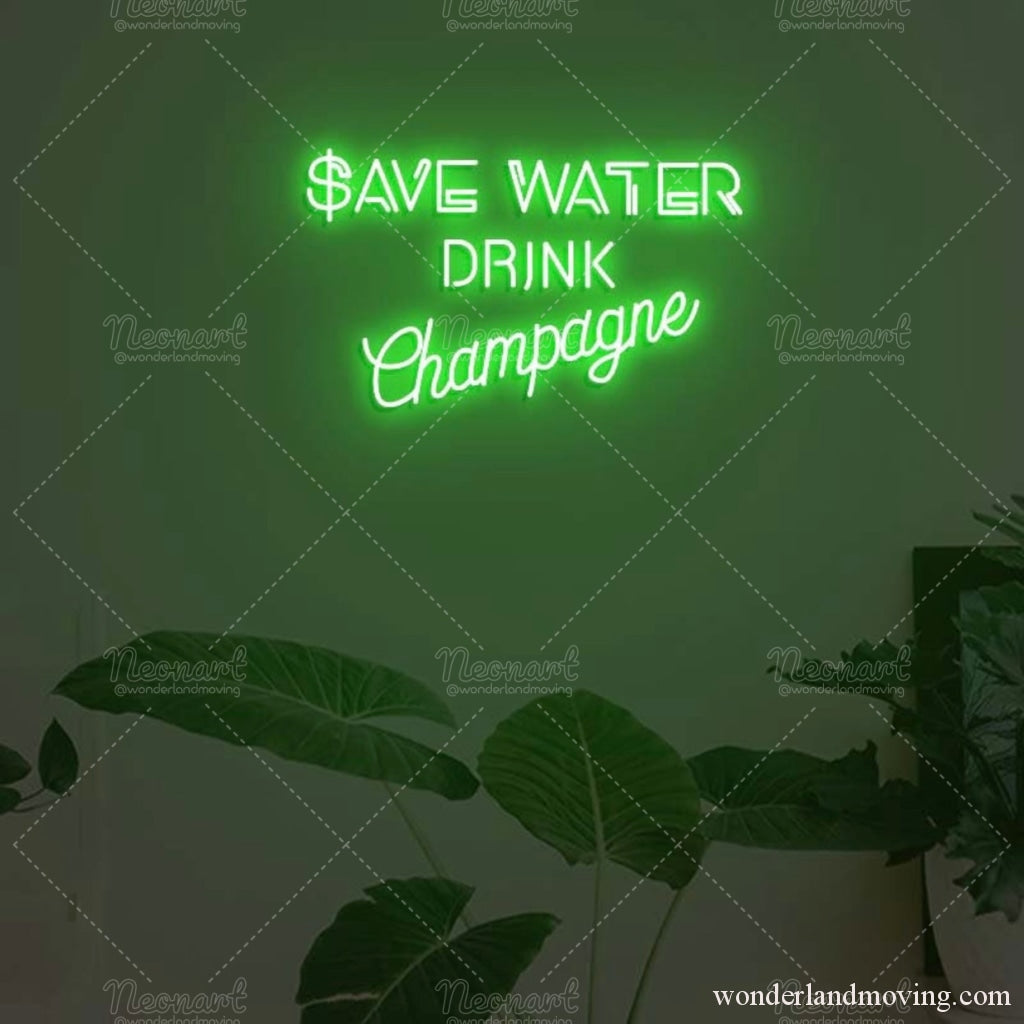 Save Water Drink Champagne Grn