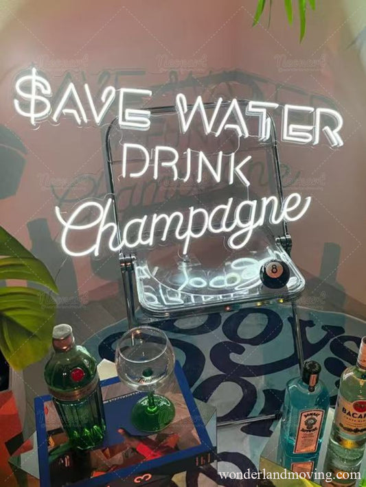 ’save water drink champagne’ シャンパンネオン看板 ネオン看板