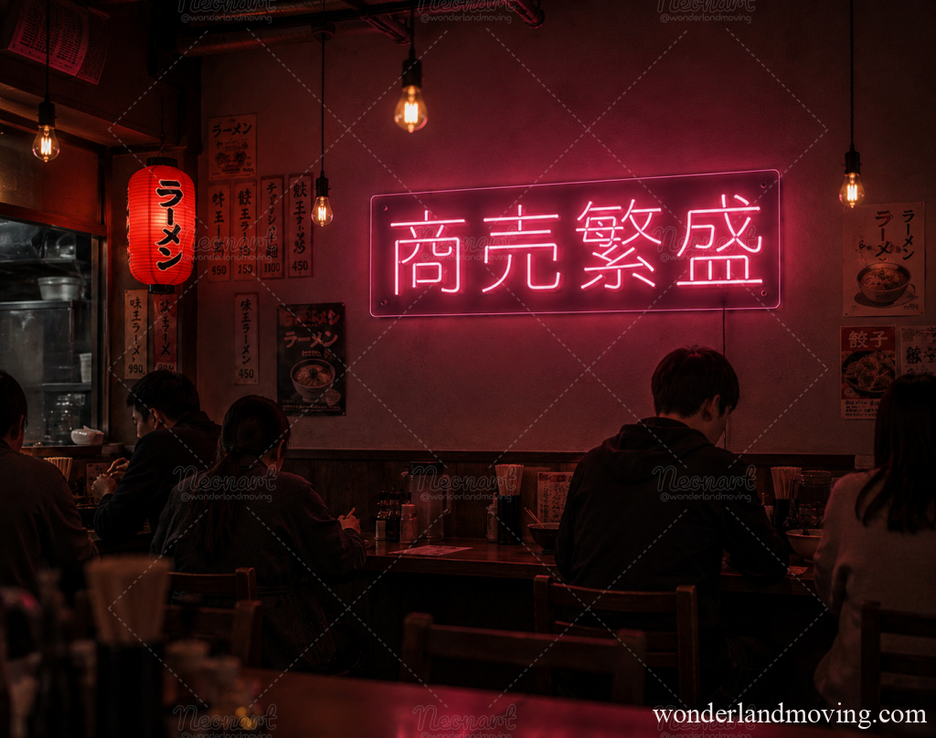 「商売繁盛」LED看板・開店祝い 居酒屋 ネオンサイン - 横型 / 15cmx60cm - ネオン看板