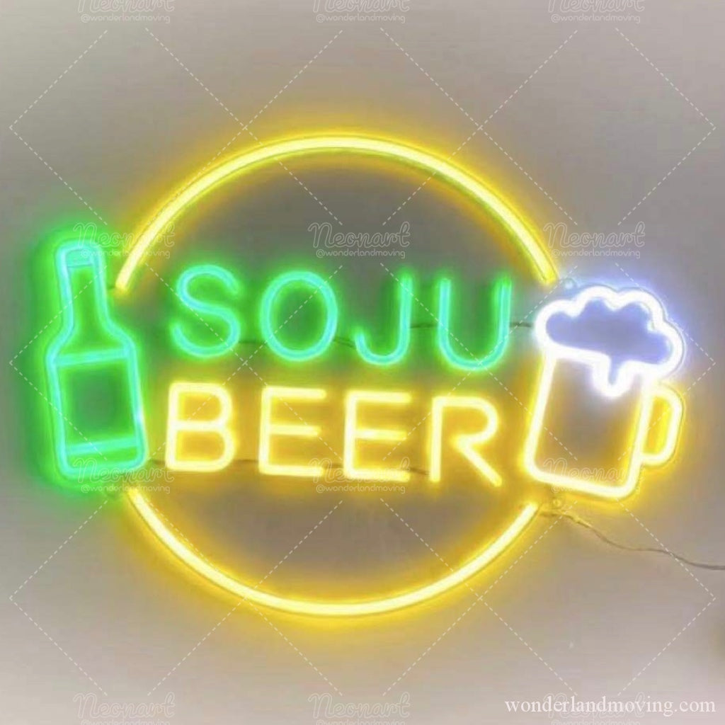 SOJU&BEER 「ソジュ＆生ビール」韓国風 ネオン看板 – wonderlandmoving