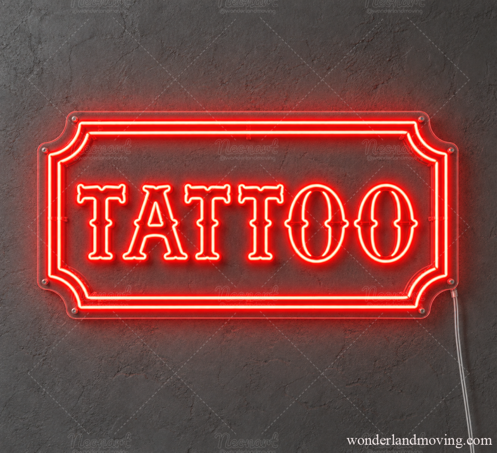 TATTOO ネオンサイン｜タトゥーショップ・刺青 LED看板 - RED（ネオン）／透明アクリルパネル - ネオン看板