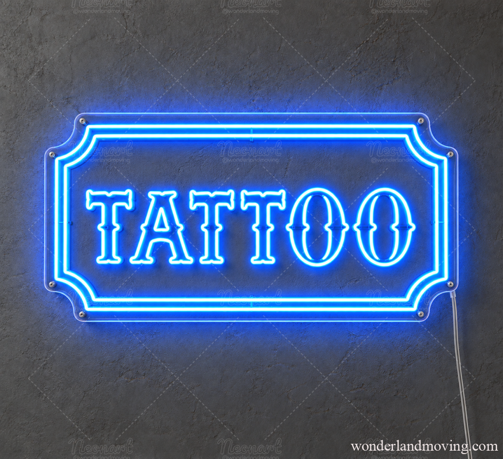 TATTOO ネオンサイン｜タトゥーショップ・刺青 LED看板 - SKYBLU（ネオン）／透明アクリルパネル - ネオン看板