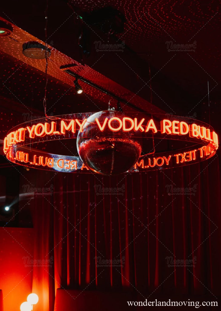 天井吊り 円形 立体 LEDネオンサイン｜吊り下げ・浮かぶ立体発光 ネオン看板